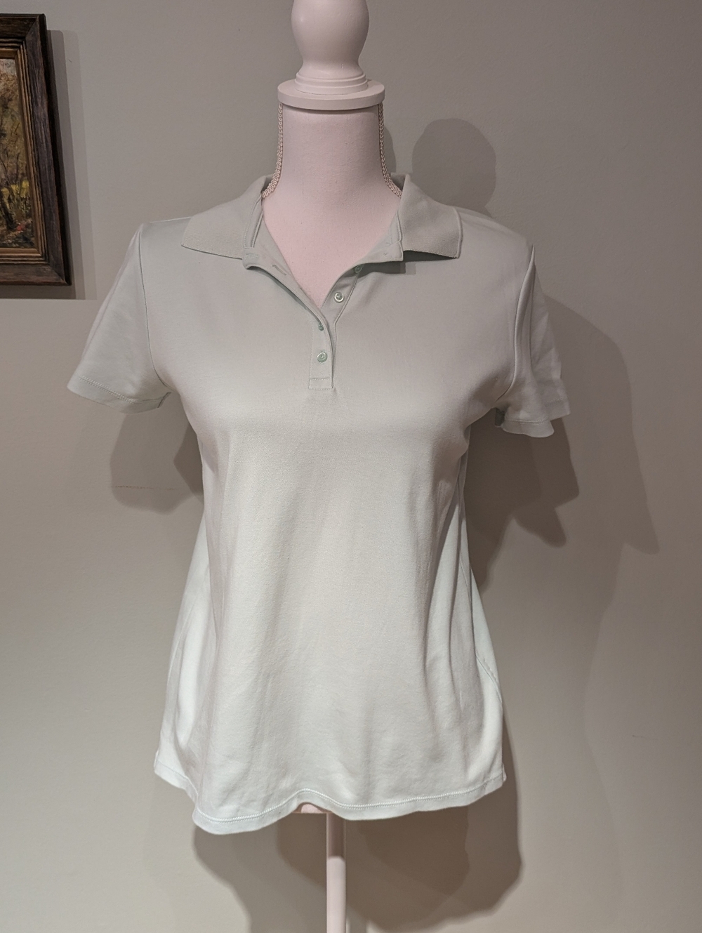 Lands End Women's Small Short Sleeve Polo Shirt Pale Pastel Green